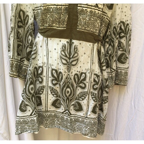 Venezia Plus 18-20 Green White Kimono Style  Tunic Shirt - Picture 4 of 7